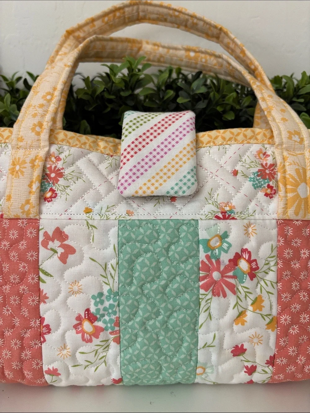 Handmade small Quilted Floral Patchwork Tote